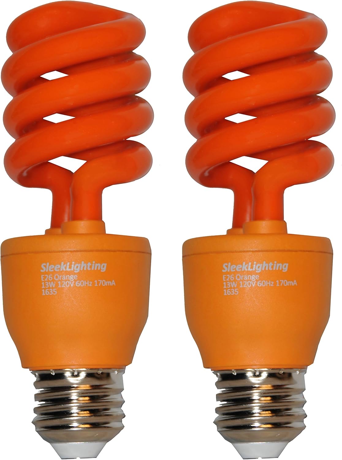 Best Promo SleekLighting 13 Watt Orange Spiral CFL Light Bulb - UL Approved- 120 Volt, E26 Medium Base. (Pack of 2)