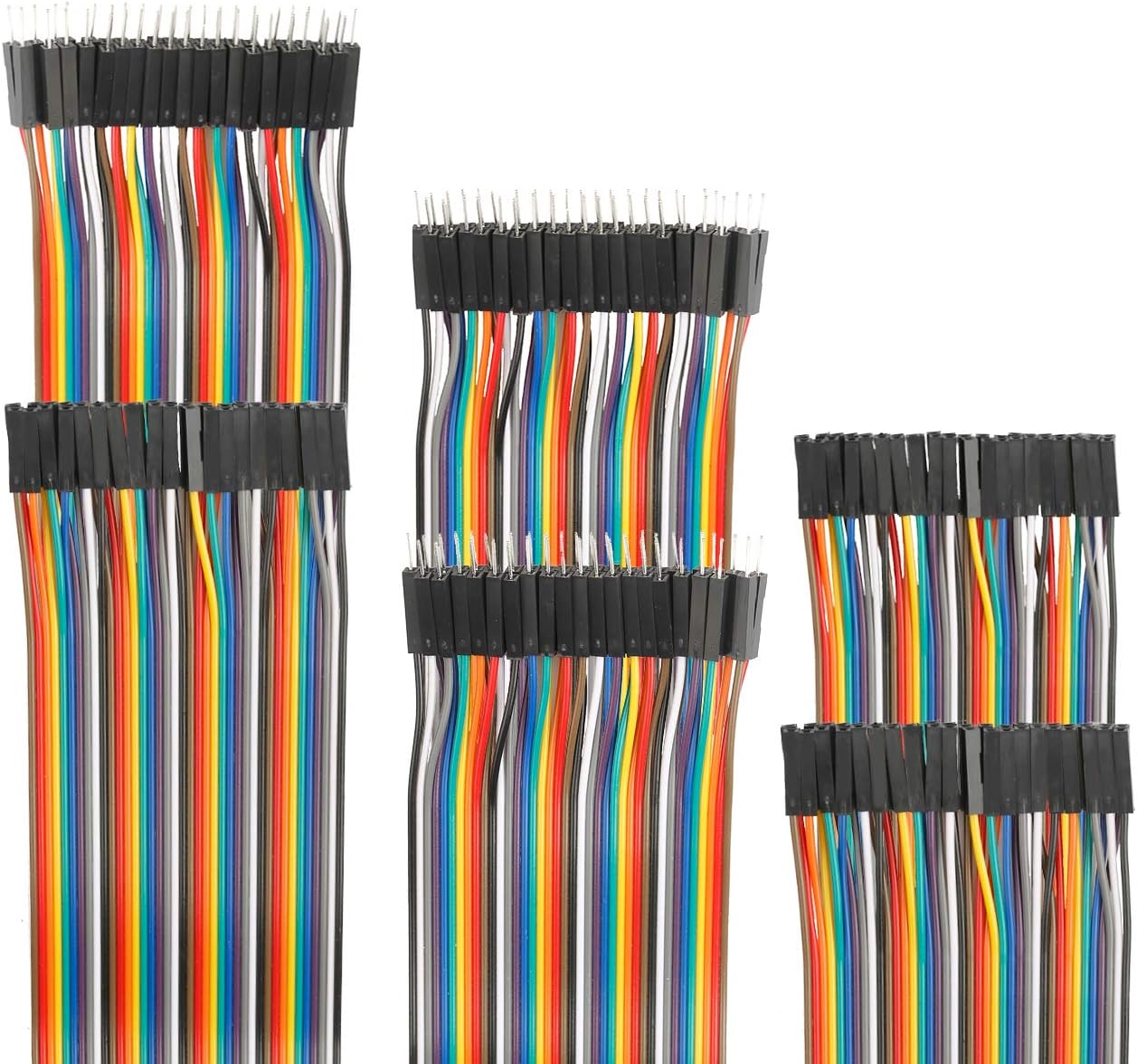 120pcs Dupont Wire 10cm 15cm 20cm 30cm 40cm 50cm 100cm Optional Breadboard Jumper Wires Assorted Kit Male to Female Male to Male Female to Female Multicolored Ribbon Cable