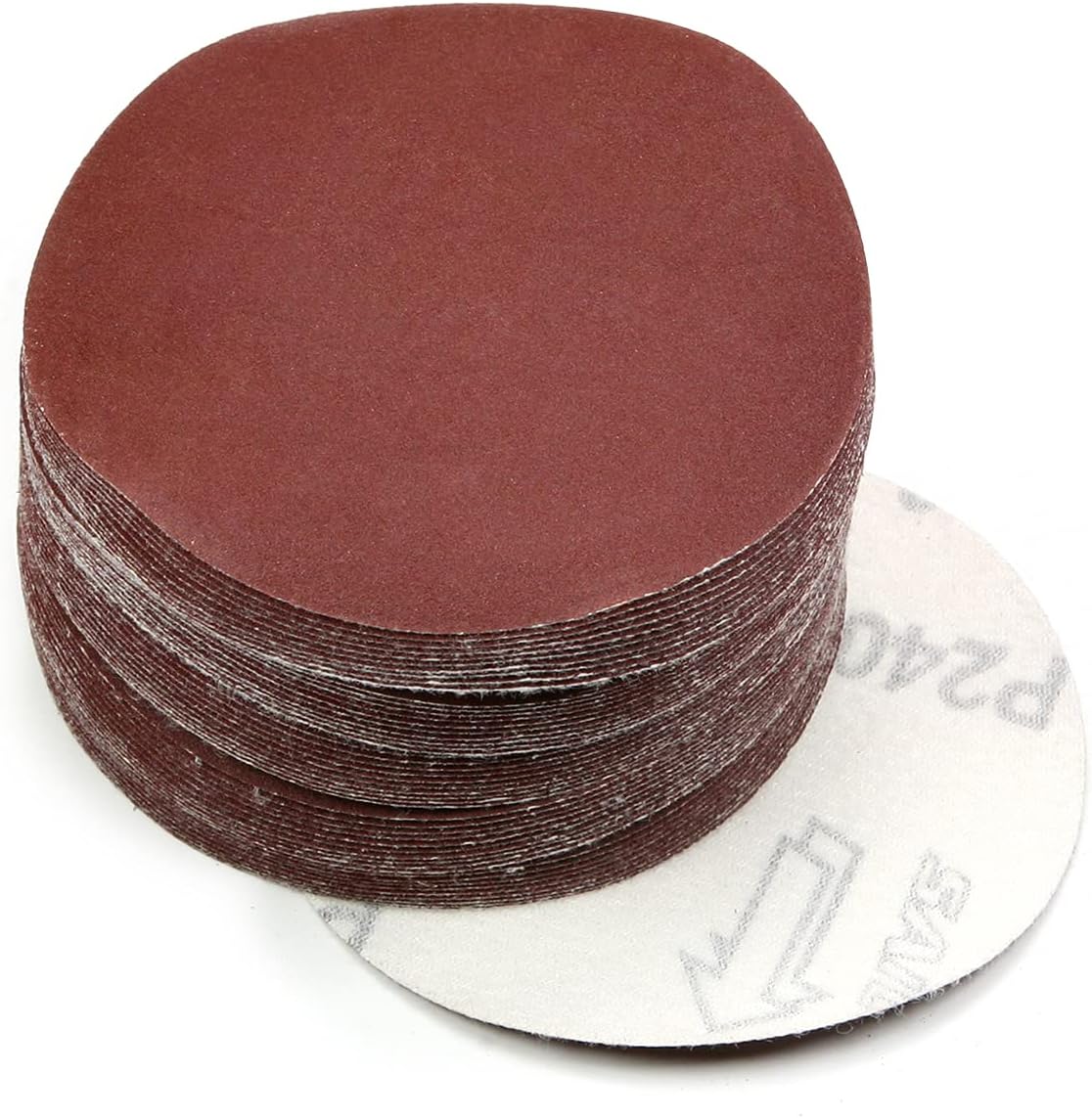 Auniwaig 50PCS 240 Grit 4 Inch 100mm Dia Hook and Loop Sanding Disc No Hole Orbital Sandpaper with Tack Cloth,Aluminum Oxide Round Flocking Sandpaper