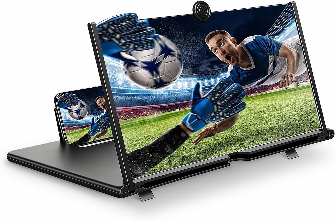 for 18" Mobile Phone Screen Magnifier 3D HD Projector Screen for Movies, Videos, Foldable Stand with Screen Amplifier, Supports All Smartphones,18 inches