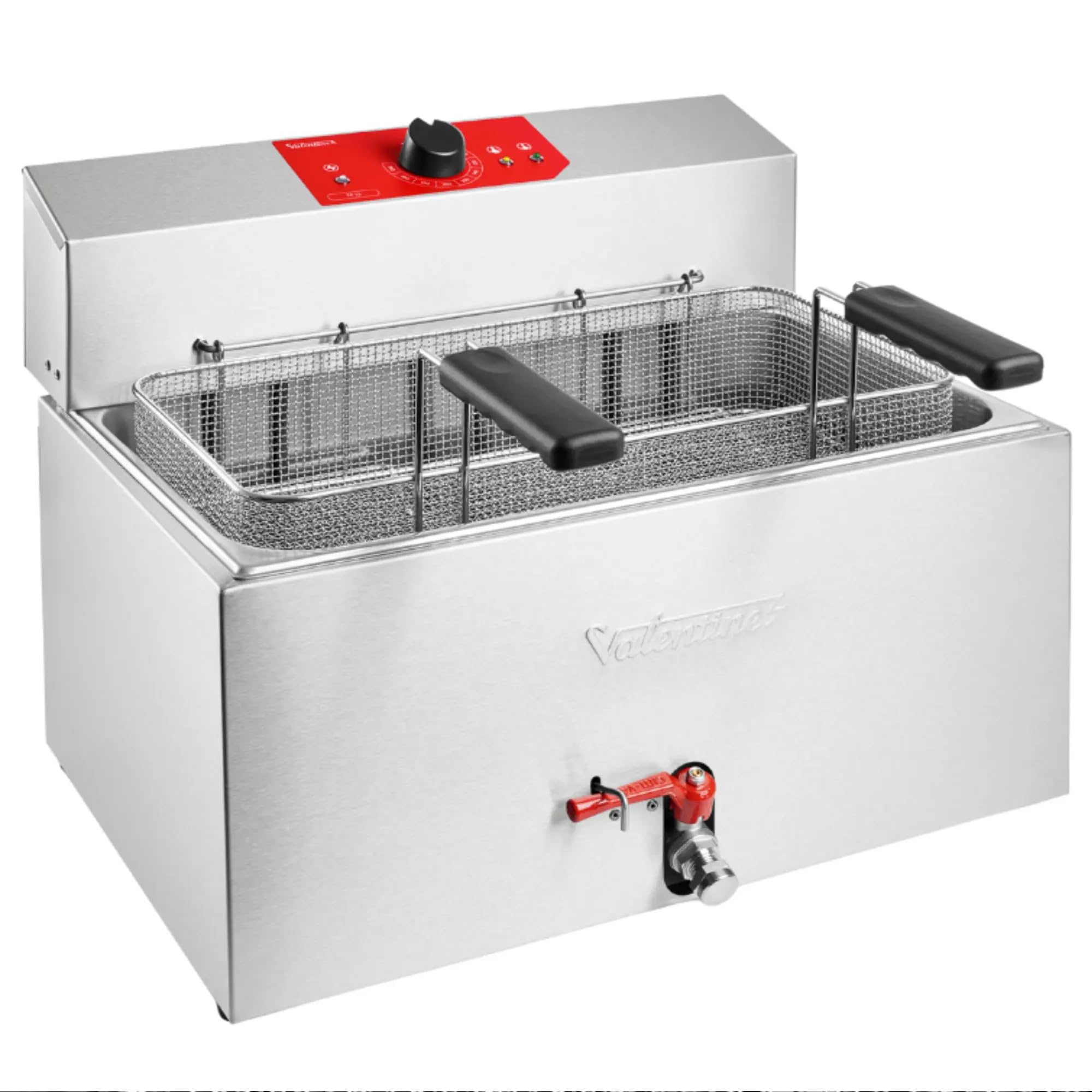 MBH - Friggitrice elettrica industriale Valentine da 13 litri con 1 cestello per la ristorazione. Friggitrice professionale in acciaio inox per bar, ristorante e cucina industriale