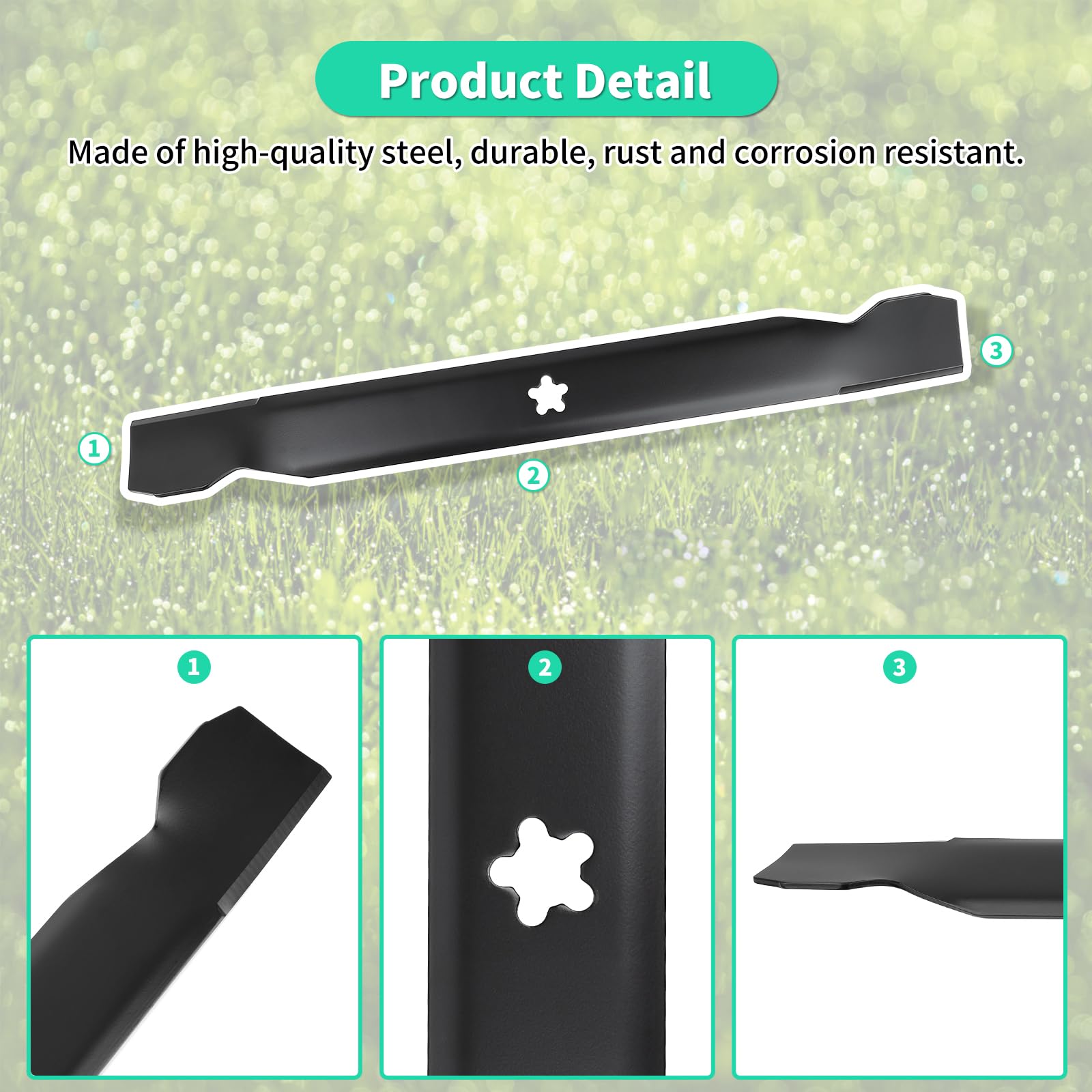 532138971 Cuchillas de alta elevación para cubierta de 42 pulgadas, cuchillas de cortacésped 138498 compatibles con cortacésped Craftsman Husqvarna Poulan, sustituye a 134149, 138971, 127843,