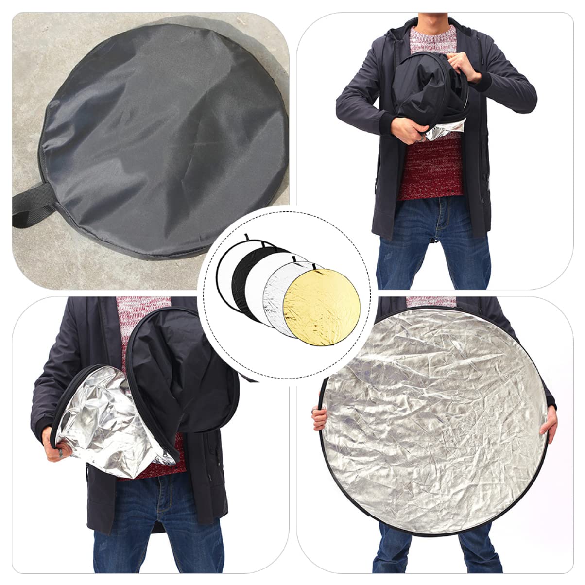 jojofuny 1Set Foldable Reflective Board for Product Photography Portable Light Reflector for Portrait Macro Photography Versatile Collapsible Diffuser Easy to Store Use