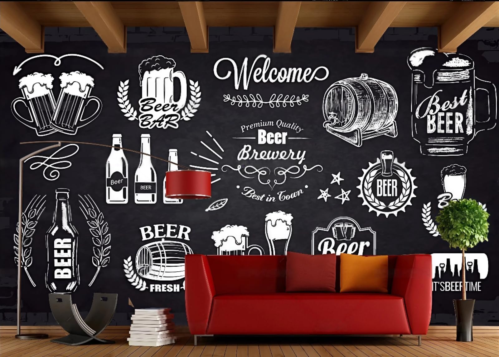 Papier peint restaurant pour moderniser un mur vide décor de fast-food et café 3D