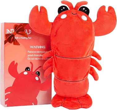 Microwavable Heating Pad for Period Cramps, Cuddly Warming Pillow, Cute Lobster Plush Stuffed Animal Menstrual Heating Pad for Girls Unique Christmas Birthday Gifts for Girlfriend Daughter Mom