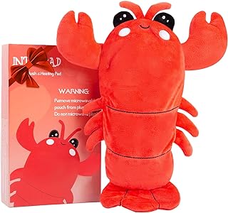 Microwavable Heating Pad for Period Cramps, Cuddly Warming Pillow, Cute Lobster Plush Stuffed Animal Menstrual Heating Pad for Girls Unique Christmas Birthday Gifts for Girlfriend Daughter Mom