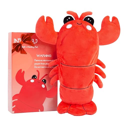 Microwavable Heating Pad for Period Cramps, Cuddly Warming Pillow, Cute Lobster Plush Stuffed Animal Menstrual Heating Pad for Girls Unique Valentine's Day Funny Gifts for Girlfriend Daughter Mom