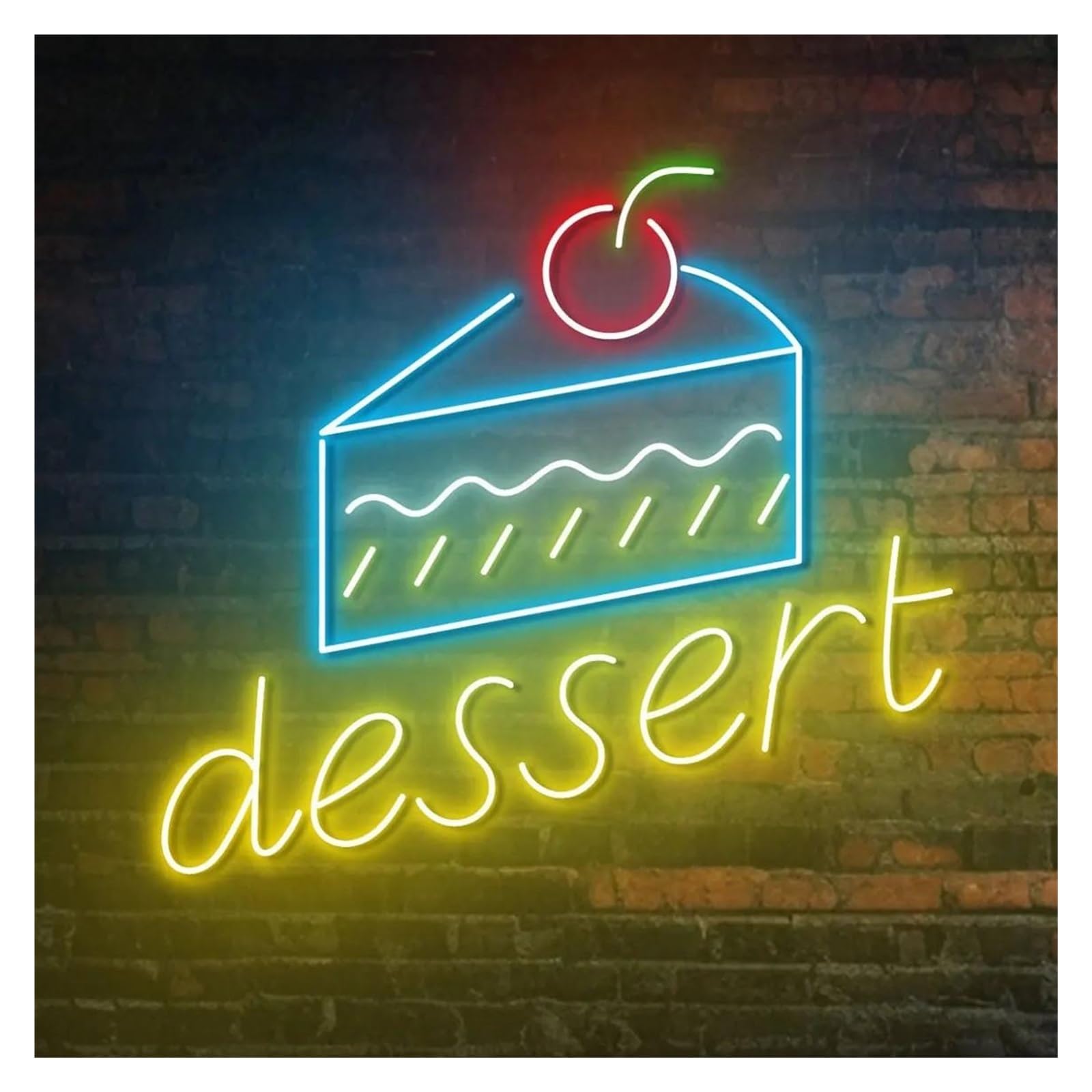 RONGCH Hanging Art Neon Signs Dessert Neon Sign Light USB Powered for Open Dessert Business Store Coffee Shop Bakery Wall Art Hanging Decor 38cmx35cm/15inx13.78in