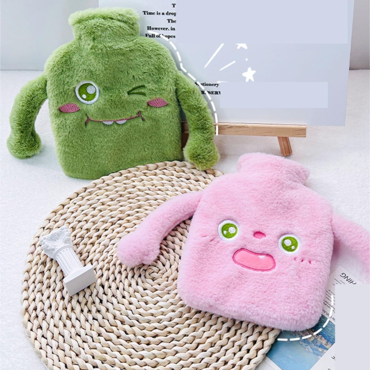 Bolsa de Agua Caliente Bolsa De Agua Caliente De Felpa Rellena De Agua De PVC For Otoño E Invierno, Cálida Barriga, Cálida Mano, Tesoro Hot Water Bottle Segura(Pink)