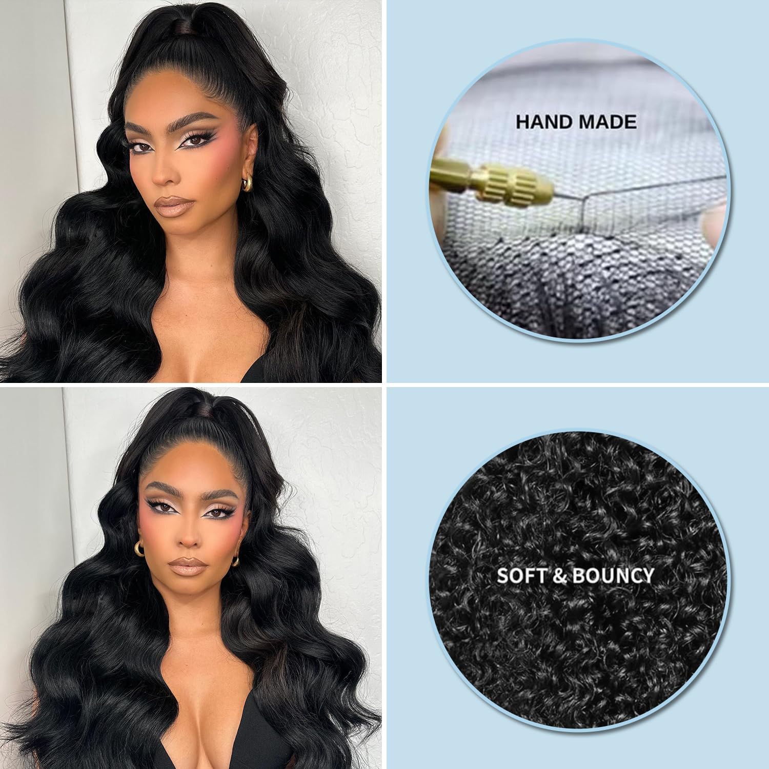BXW 26 Inch Wear And Go Glueless Wigs Human Hair Pre Plucked Pre Cut 9x6 Black Body Wave Lace Front Wigs 200% Density Hd Loose Wave Lace Front Wig Human Hair Glueless Natural Black Body Wave Wig