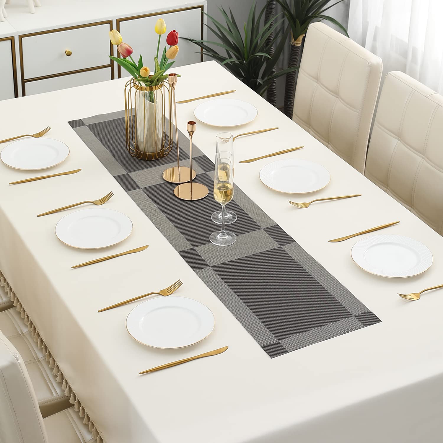 Golden Placemats & Table Runner Set - Protect Your Table -27