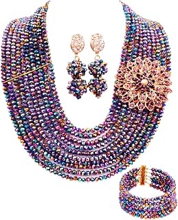 10 Rows Classic Crystal Bridal Jewelry Sets Nigerian Wedding African Beads Jewelry Set