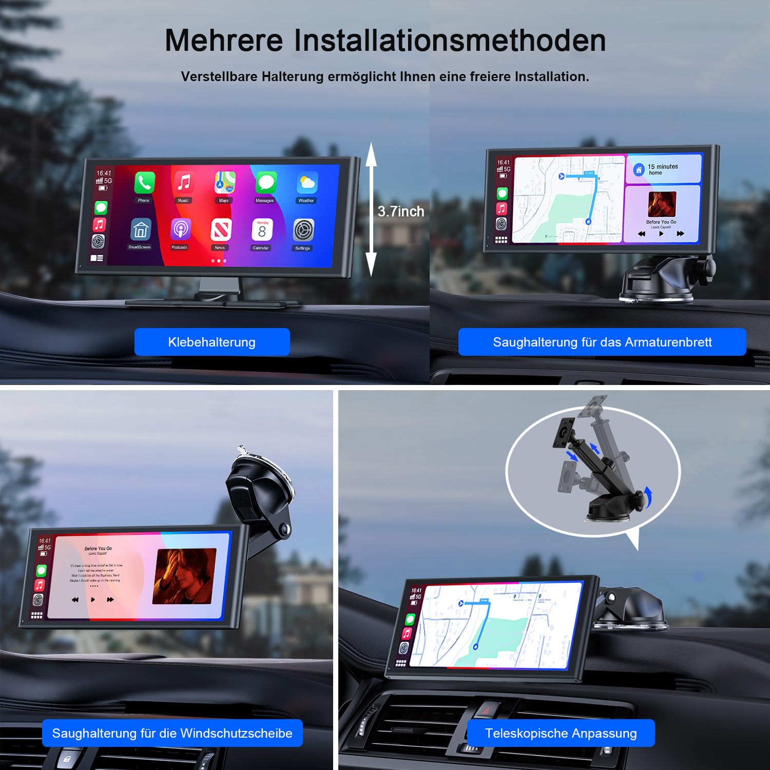 Avylet 9,26" Wireless Carplay Display für Apple Carplay & Android Auto, Tragbarers Carplay Autoradio mit IP67 Rückfahrkamera, OTA-Updates, GPS Navigation, Bluetooth 5.0, Mirror Link, FM/AUX