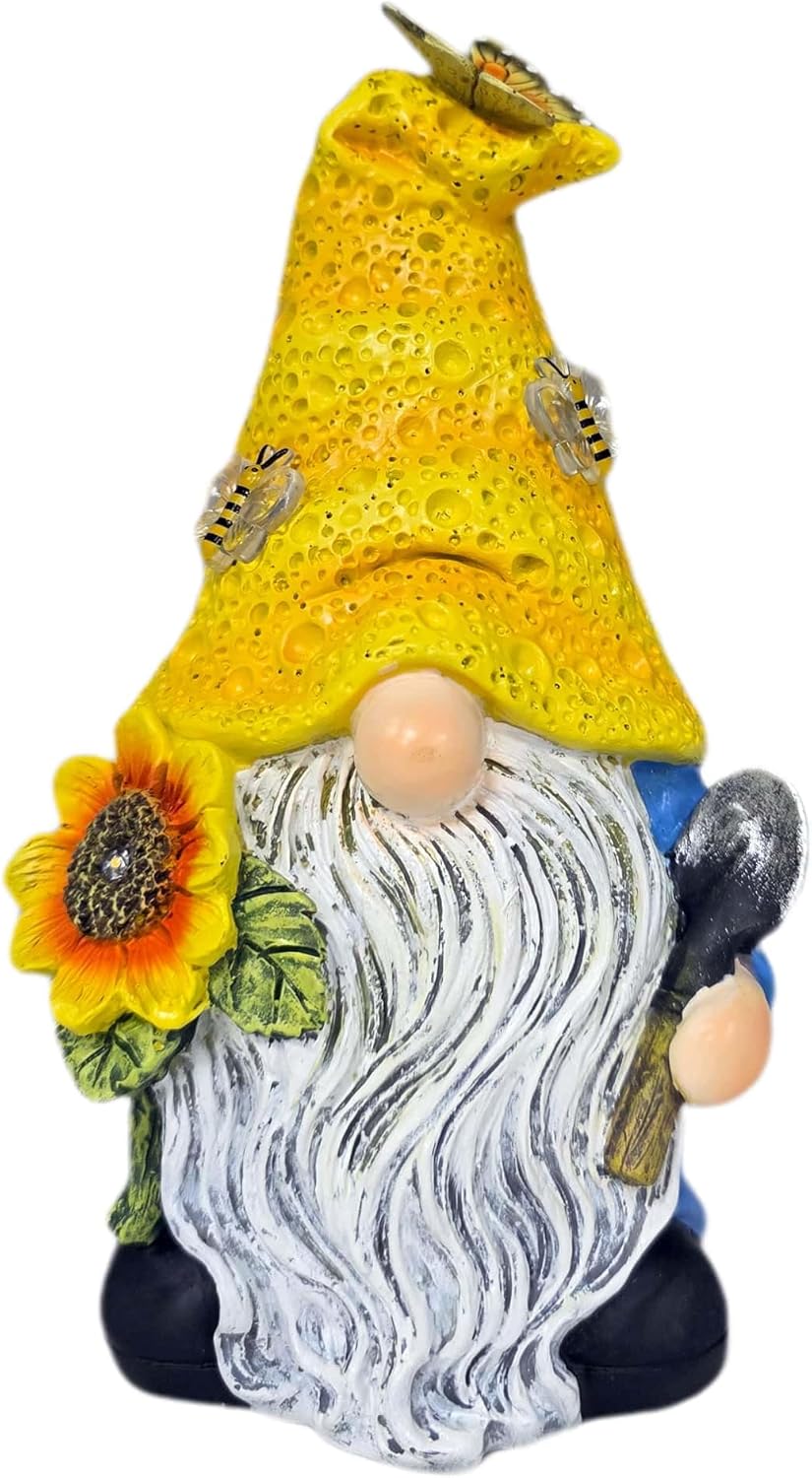 Garden Gnomes Outdoor Decor Solar Gnomes Statues with Butterfly Bee Sunflower Led Lighted Dwarf Outside Decorations for Yard Patio Lawn Ornaments Gifts for Women Mom - Image 8