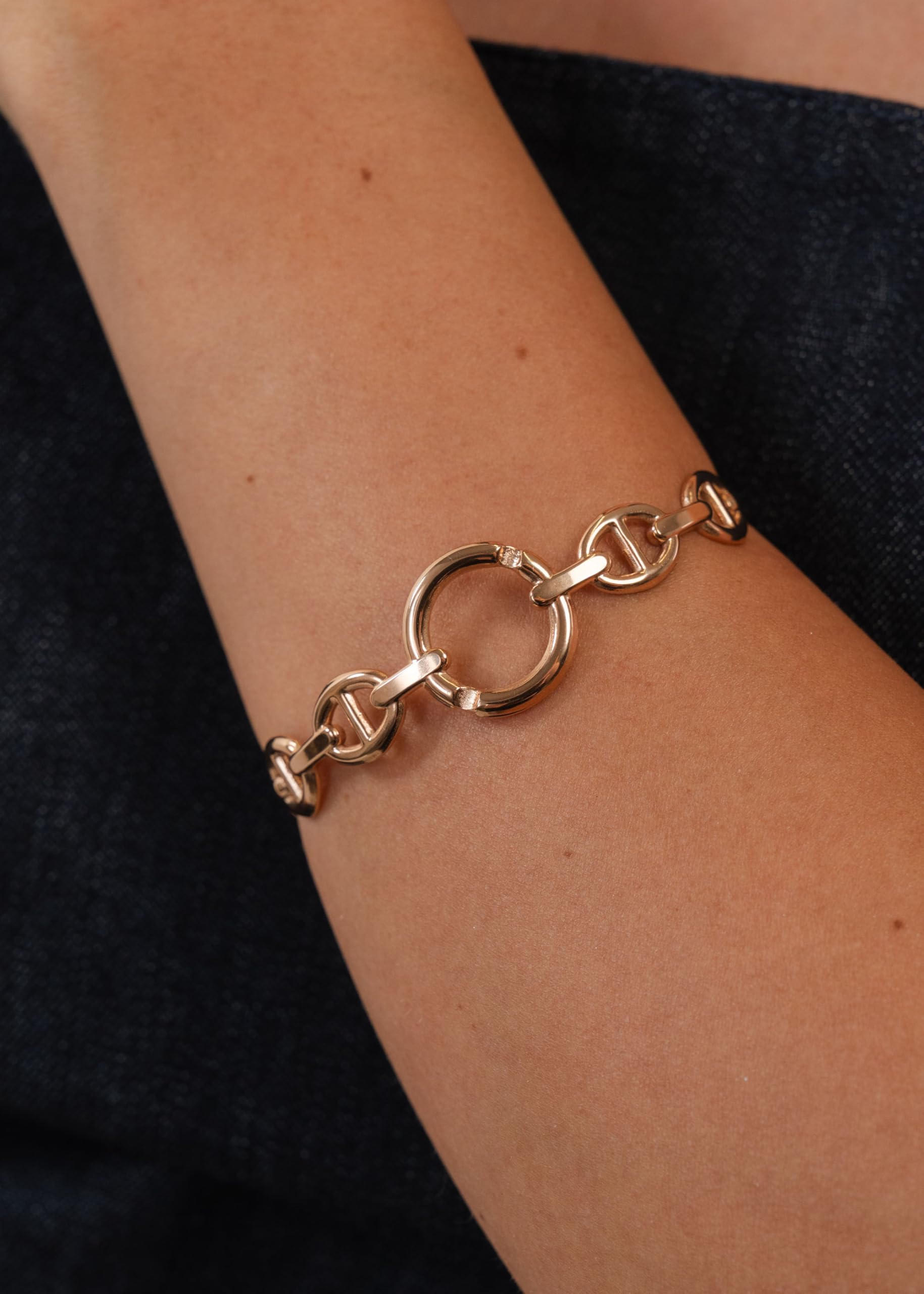 Purelei Chic Armcuff - Elegante bracciale con anello impermeabile, in acciaio inox placcato oro 14 carati, placcato oro rosa 18 carati o argento