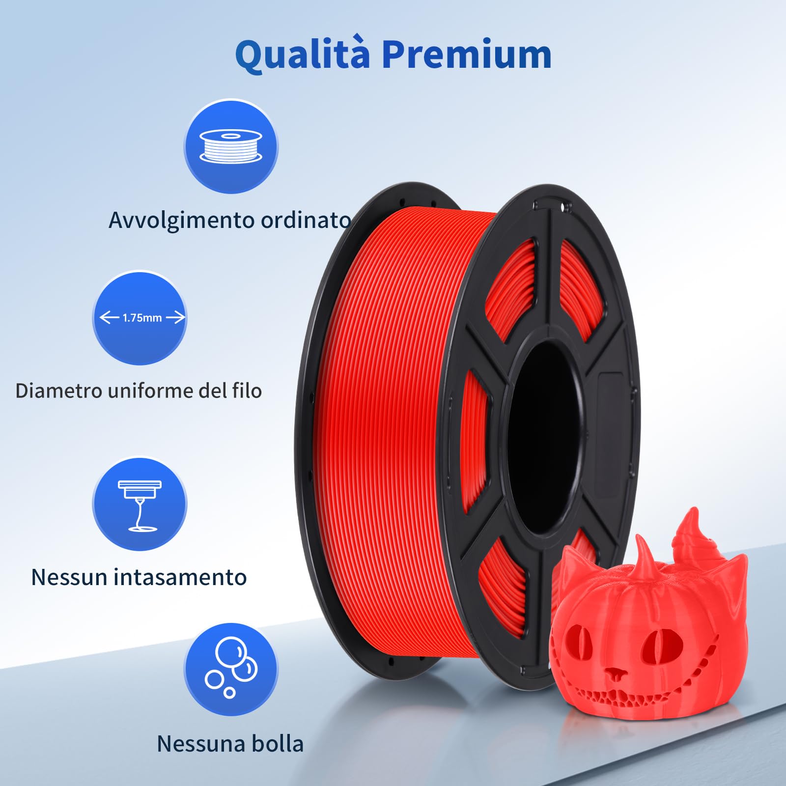 ANYCUBIC Filamento PLA 1,75 mm per Stampante 3D, Neatly Wound, Precisione Dimensionale +/- 0,02 mm, Nessun Odore, Nessuna Bolla, Robusta(Rosso, 1KG)