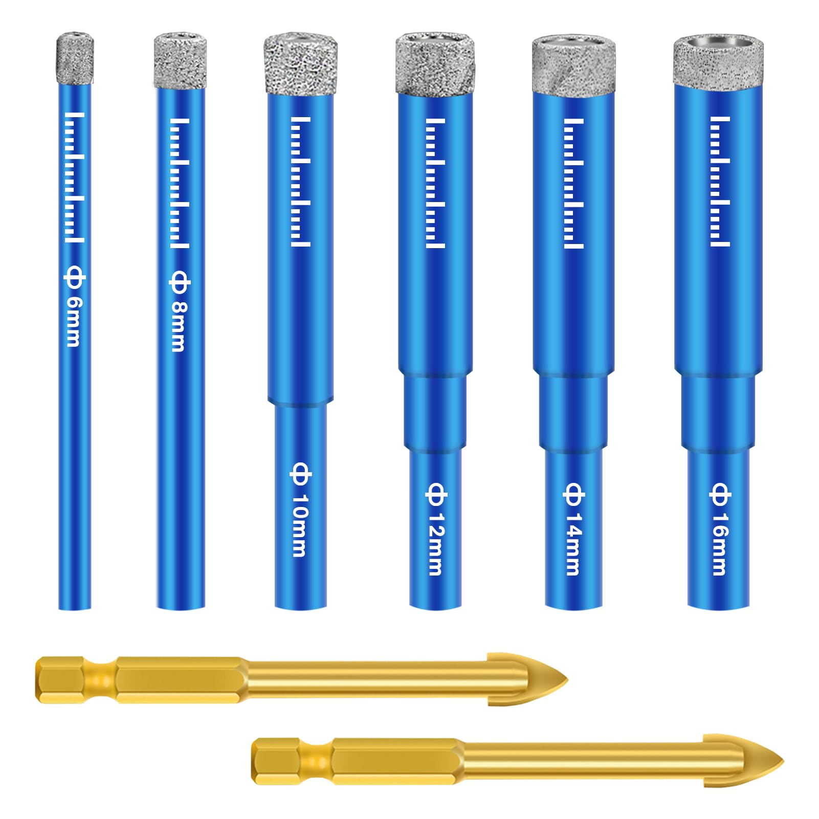 Punta Trapano Diamantata 6 8 10 12 14 16mm Cemento Carbide Punte da Trapano Gres Porcellanato Granito Piastrelle Ceramica Marmo