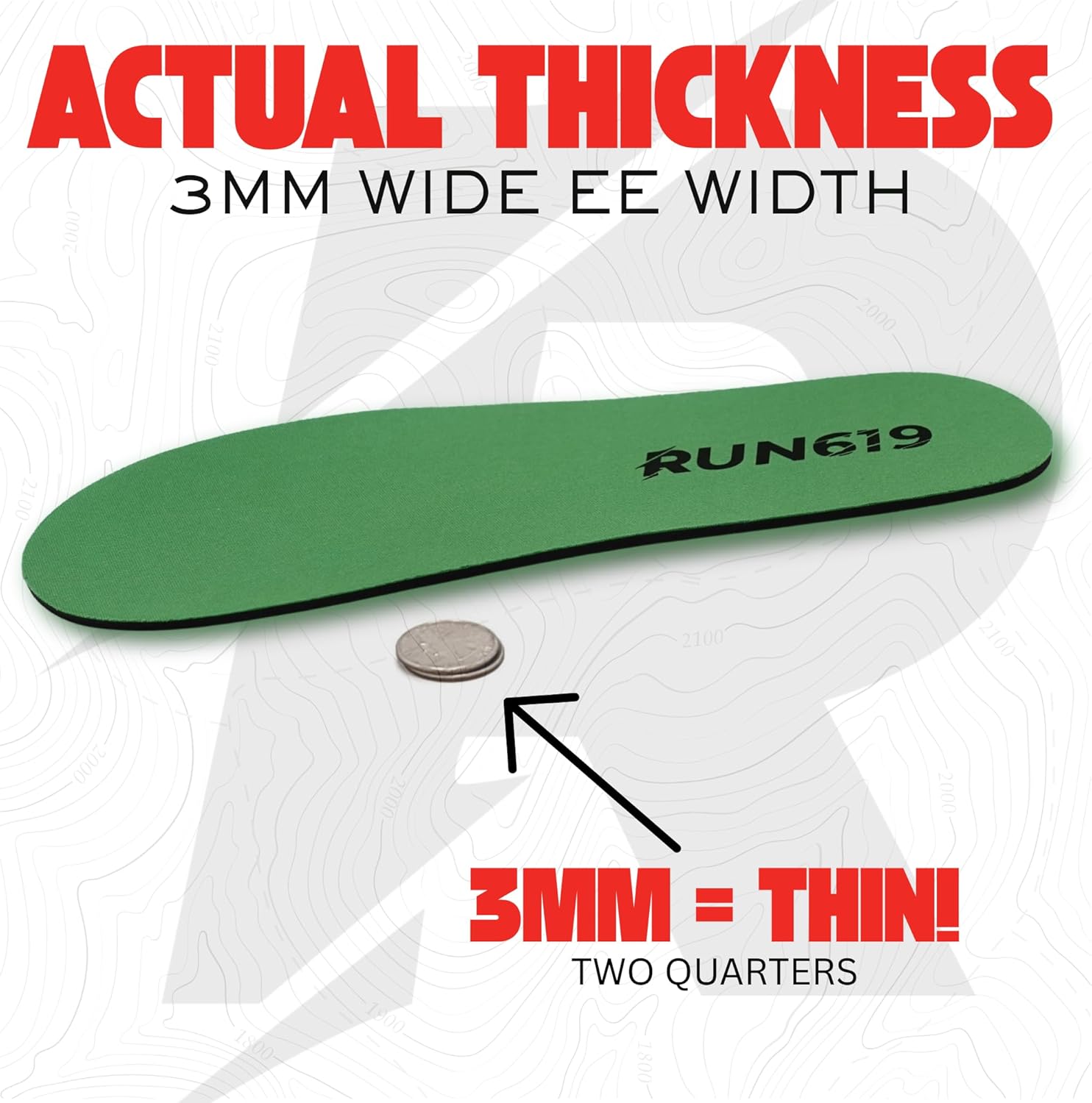 Wide Run 619 Zero Drop Shoe Insoles, Traditional Shape, Foot Forming, Wide Width - 3mm Thickness, Firm, Flat Shoe Inserts - Men's 13-13.5 - Image 4