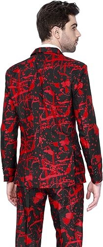 Miniatura 2 de Suitmeister - Trajes divertidos para hombre con diferentes estampados, incluyen chaqueta, pantalones y corbata con divertidos estampados, L, negro,