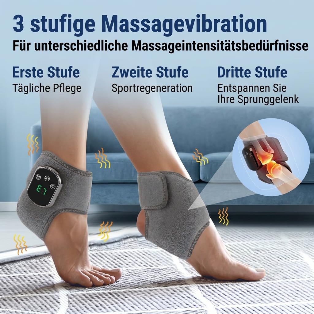 Fussmassagegerät Elektrisch Testsieger,Neuropathie Fussmassage,3-in-1 Fußmassager Kabellos mit 3 Vibrationsmodi und 5 Wärmestufen für Neuropathie Fussmassage (2 Stück)