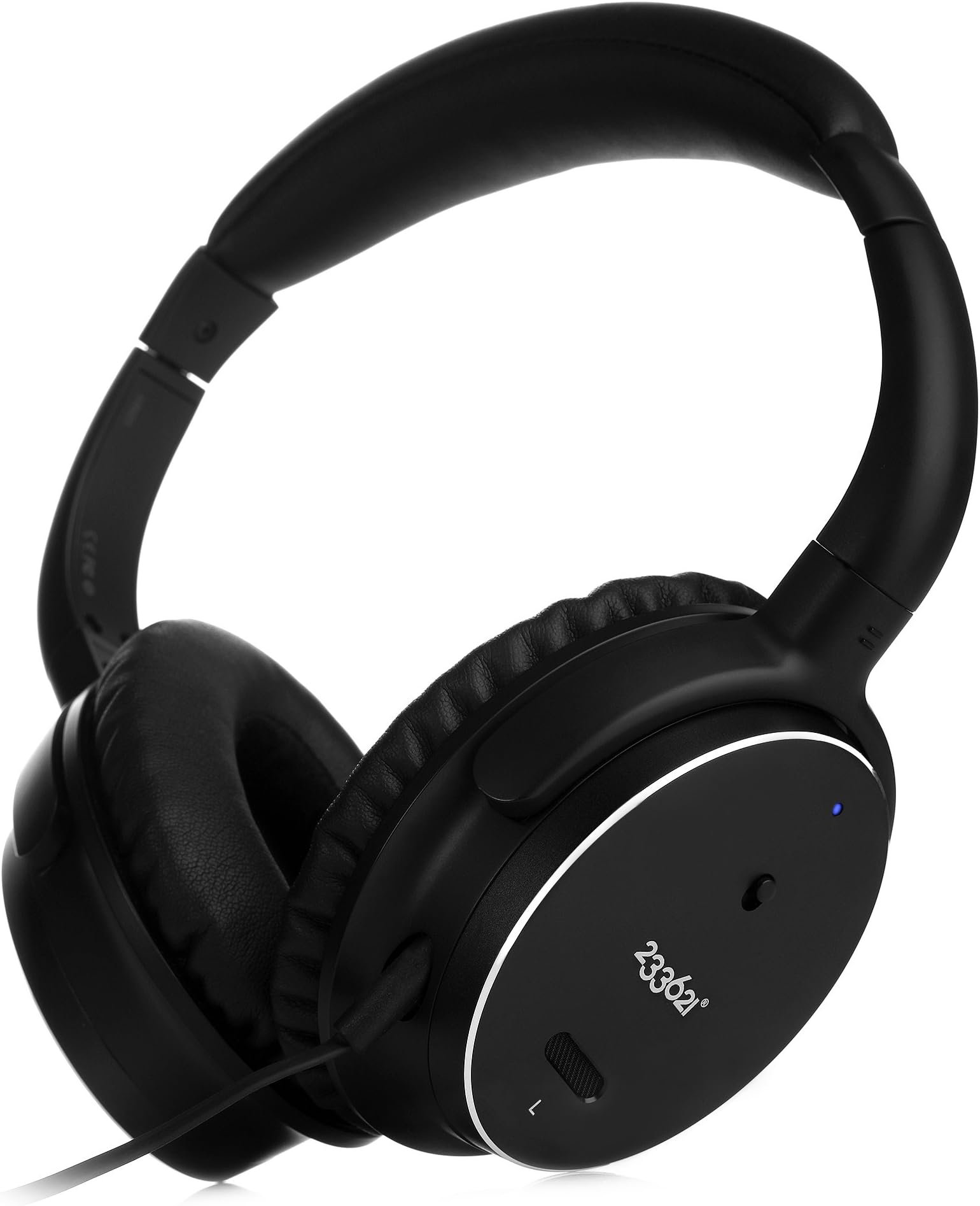 Active Noise Cancelling Headphones, H501 Wired Stereo Over Ear Headphones with Microphone and Volume Control, 50 Hours Battery Time, Travel Case Included