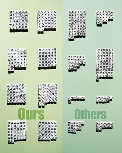 Miniatura 5 de Deinduser 1064 cuentas de letras  cuadrado blanco para pulseras de acrílico joyería fabricación pulsera alfabeto con tinta negra, S-W0B