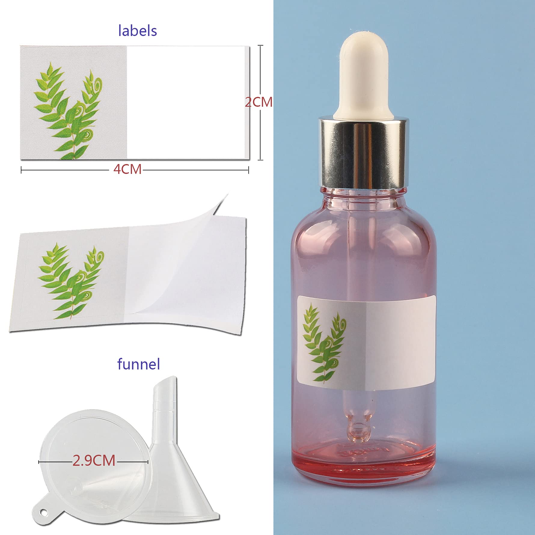 24 Stück 100 ml Leere Rosa glasflasche Tropfflasche Pipettenflaschen mit Glaspipette, 100ml Glasflasche mit Tropfpipette mit Gold Schraubverschluss für ätherische Öle, Parfüm Öle