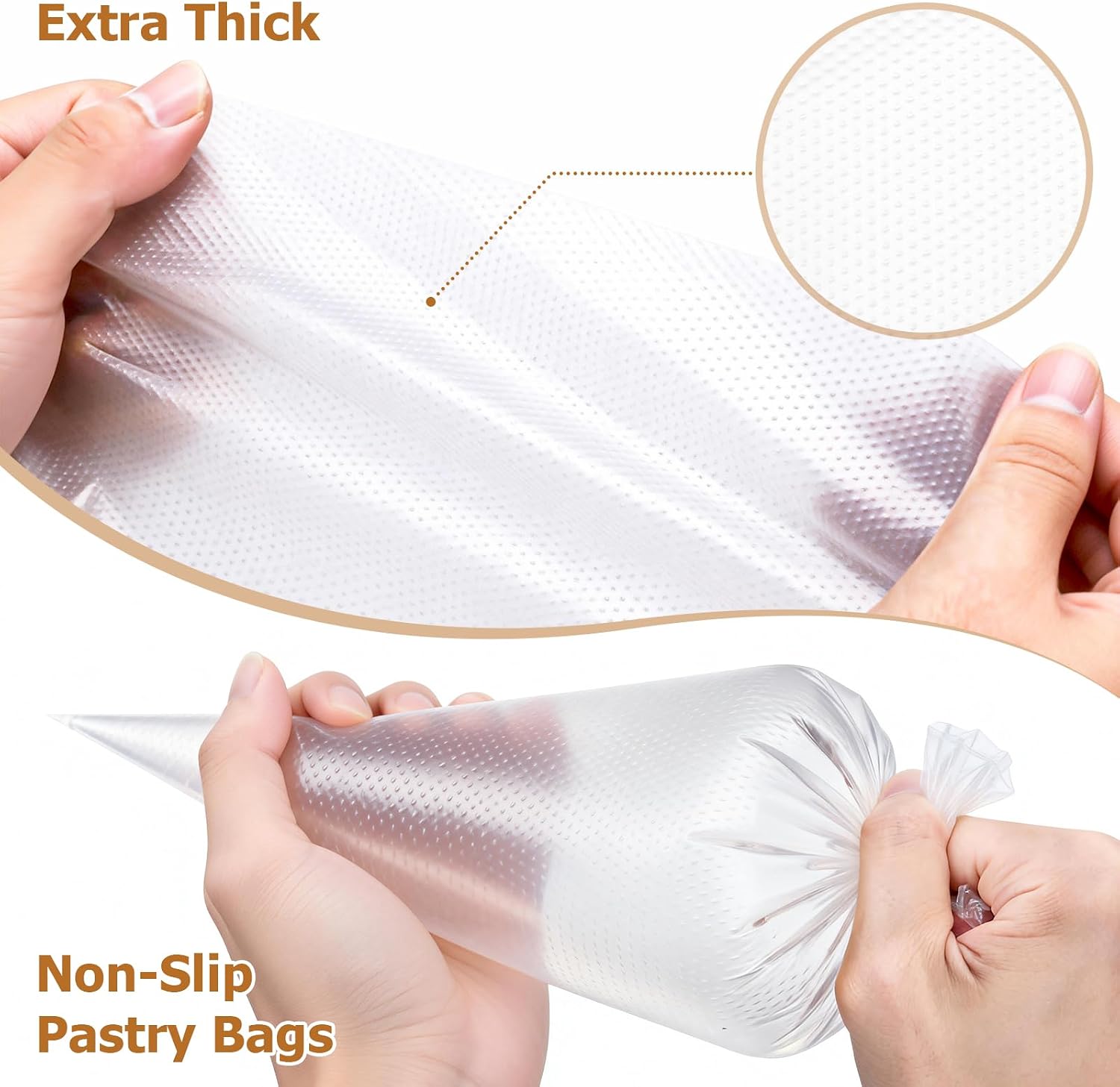 Tamodan Piping Bags Disposable 16 Inch, 100PCS Pastry Bags Extra Thick, Non-Slip Anti-Burst Frosting Bags for Cake, Cookie & Royal Icing Decorating