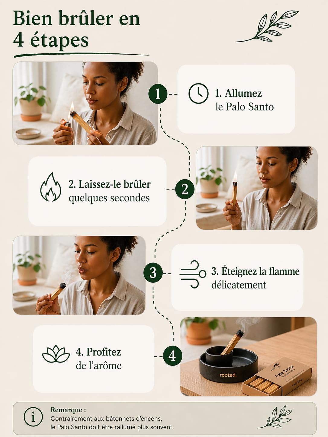 rooted.® L'Original Palo Santo - Bois sacré du Pérou - Encens - Méditation et Purification - Récolte Durable