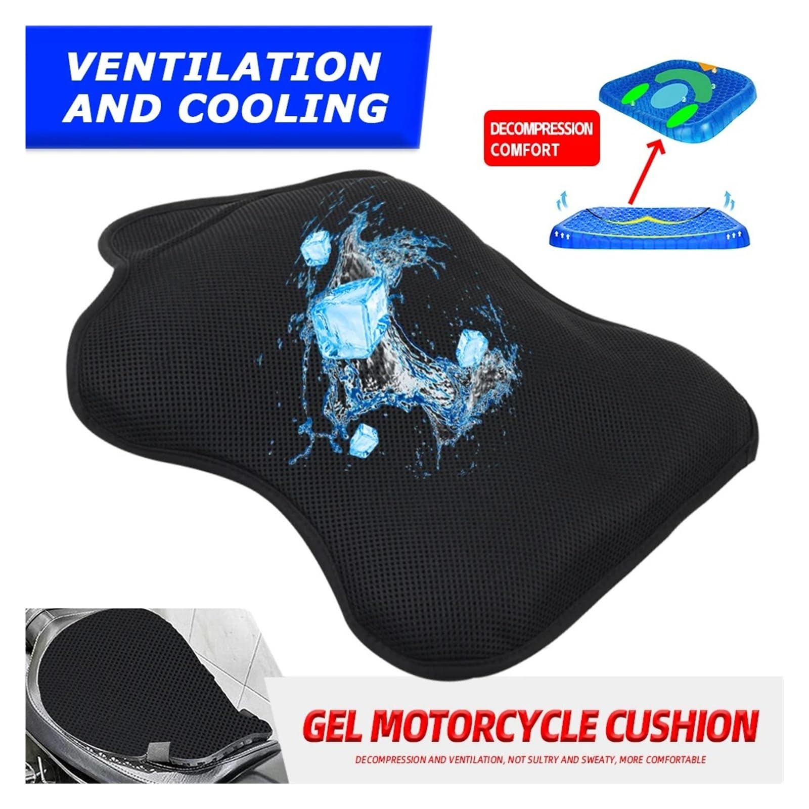 Gel-Sitzkissen Für 650 1000 X300, Luftpolster Zur Druckentlastung | Langstrecken-Komfort: Ergonomisches Gel-Sitzkissen mit Luftpolster für 650, 1000 SE & X300. Atmungsaktiv & rutschfest.