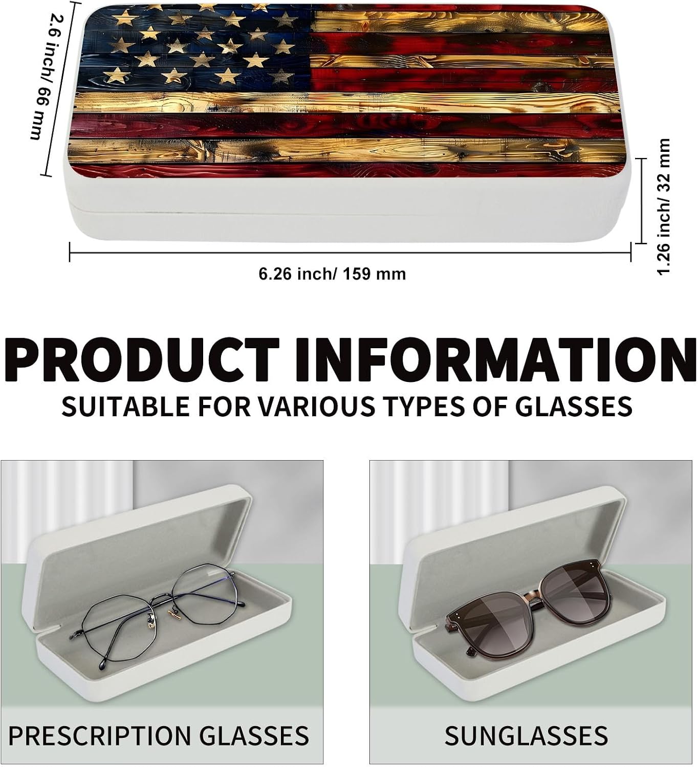 Eyeglass Case Hard Shell, Portable Sunglass Case, Fashionable PU Leather Eyeglass Case