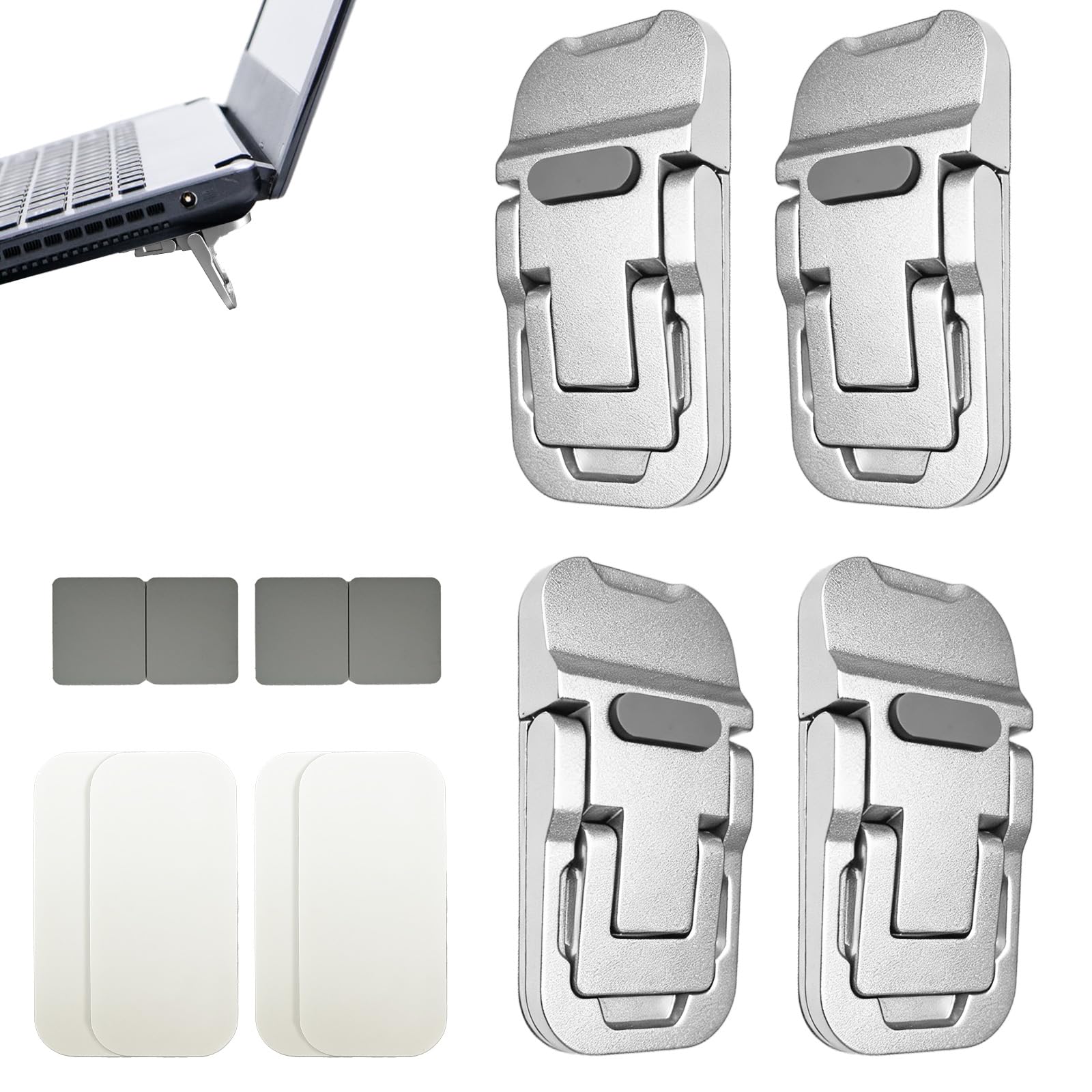 Photo 1 of *PARTIAL SET - ONLY 2*
Sekonow 4 Pack Mini Foldable Keyboard Stand for Desk, Portable Computer Keyboard Riser with 3 Adjustable Angles, Self-Adhesive Zinc Alloy Laptop Stand Lift Feet, Silver