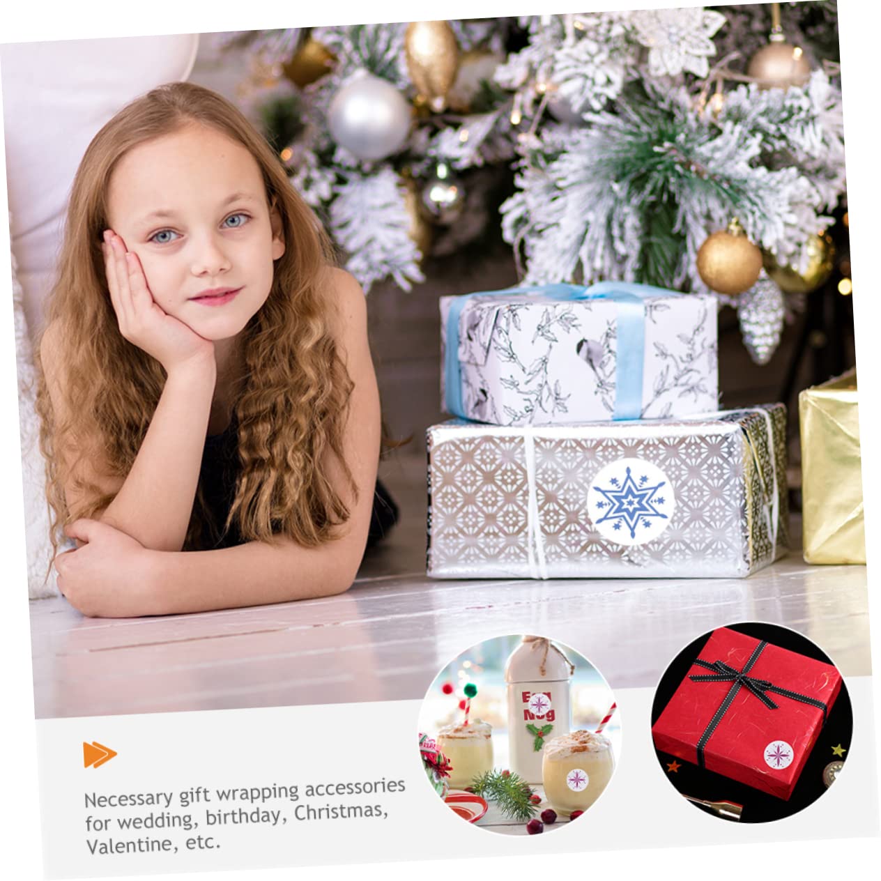 NUOBESTY 5 Set Etichetta Scatole Con Coperchio Adesivi Per Matrimoni Adesivi Glitterati Con Fiocco Di Neve Cartoline Di Natale Carta Autoadesiva in Lastra Di Rame 3 * 5
