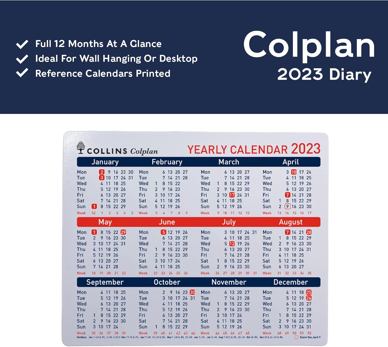 Collins Colplan A4 Yearly Calendar 2023 - (CDS1-23)