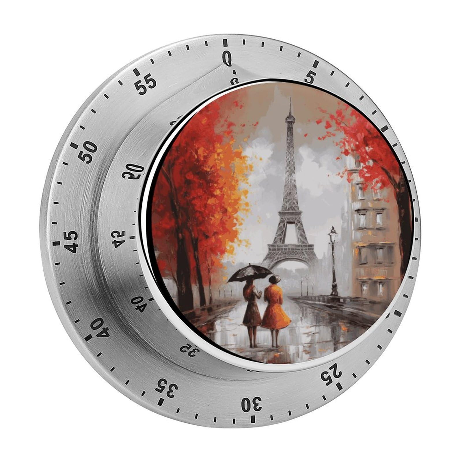Eiffel Tower Paris Painting Kitchen Timer for Cooking,Chef Cooking Timer Clock with Loud Alarm Stainless Steel Countdown Timer No Batteries for Home Baking Cooking
