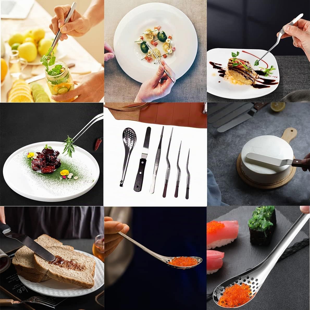 DUEBEL Professional Chef Plating Kit, 12 pezzi Culinary Plating Set, Acciaio Inox (12 Pezzi)