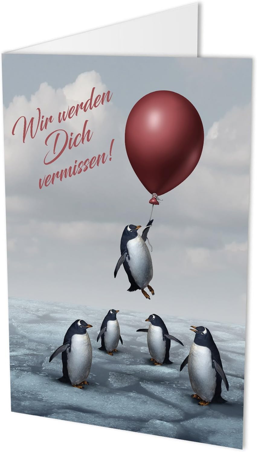 WBdesignz Abschied Karte Mit Umschlag - Abschiedskarte Für Kolleginen Mit Einem Spruch Otter Mit Herz Glückwunschkarte Geschenkkarte Zum Abschied Und Neuanfang (XXL DIN A4