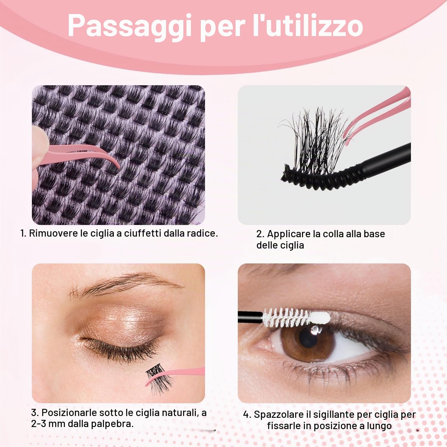Fenshine Ciglia Finte Cluster, di lunghezza, morbide, per uso personale e domestico,I vecchi lotti vengono spediti a caso (T50 Eyelash Extension Kit)