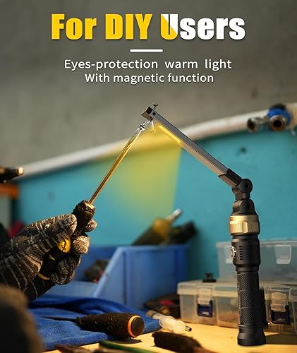 Miniatura 6 de Luz de trabajo recargable - Linterna magnética de 5000 mAh con diseño plegable de rotación de 360, luz de trabajo LED de 1200 lúmenes, 3 modos de