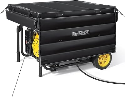 GenArmor Generator Covers While Running, 100% Waterproof Heavy Duty Tarps Generator Tent, Portable Outdoor Generator Enclosure for Most 4000w~13000w Generators, Black, Windproof Kit Version