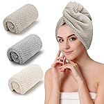 CZZXI 3 PCS Microfiber Hair Towel - Wraps for Wet Hair, Anti Frizz Turbans, for Curly Hair (Beige, Khaki, Grey)