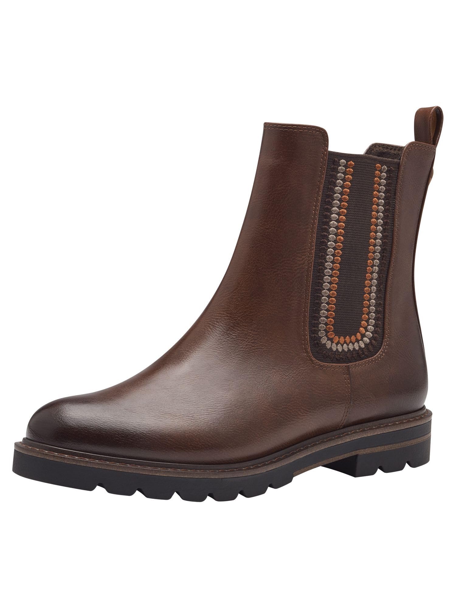 MARCO TOZZI Women's Chelsea Boots Flat with Zip, Chestnut, 8 UK