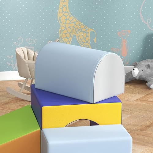Vista 27 de Qaba Juguetes de escalada para niños pequeños y niños, juego de espuma suave y seguro de 4 piezas para gatear o deslizarse, multicolor