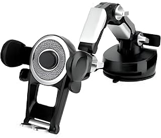حامل موبايل للسيارة مقاوم للصدمات - حامل موبايل قوي مع ضغط قوي للتثبيت على لوحة القيادة أو الزجاج الأمامي