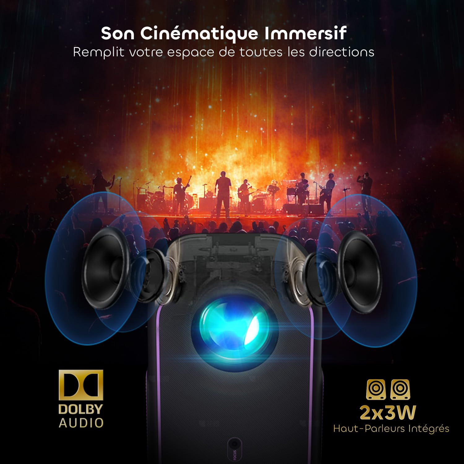 Projecteur avec WiFi, Bluetooth, Full HD 1080P, Support 4K, Audio Dolby Intelligent. Idéal pour cinéma Maison ou extérieur. HDMI Mini Portable NP One