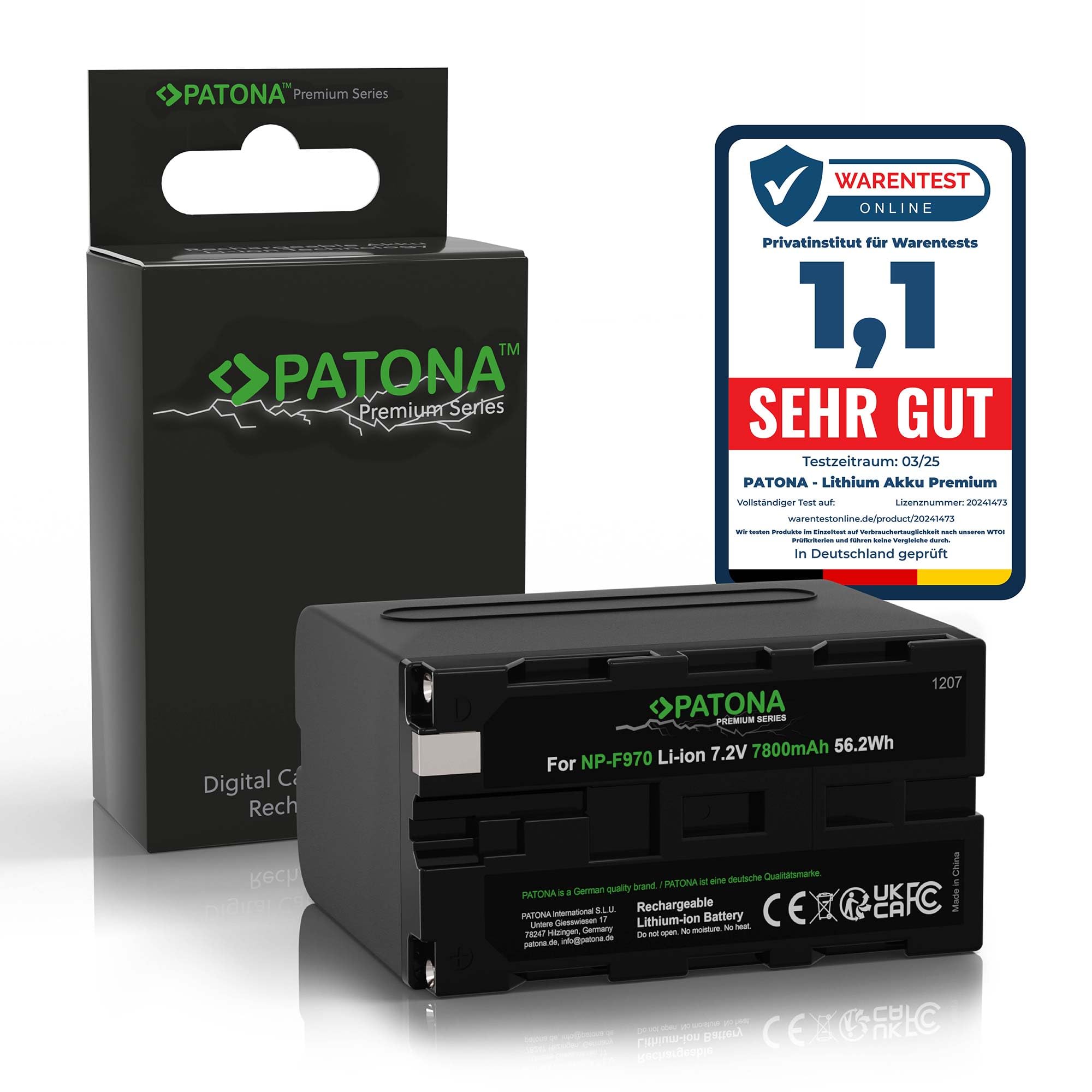 PATONA Premium Batterie pour Sony NP-F970 F960 F950 F750 7800mAh
