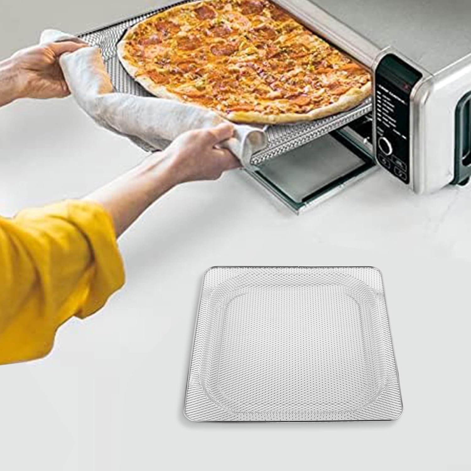 Steel Fryer Basket SP101 SP100 SP101B1 SP101C, Replacement Accessory with Enhanced Airflow Even Cooking, Non-, Silver