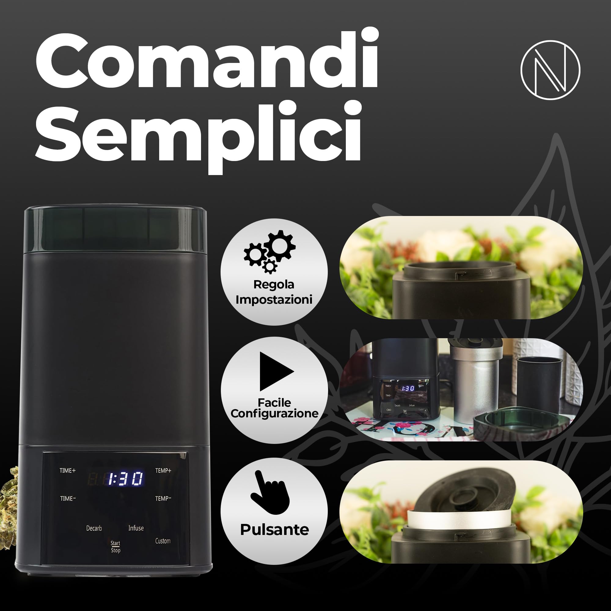 Nebula Decarbossilatore E Infusore Boost | Senza Sprechi | Nero | Attivazione Di Erbe E Infusione | Macchina Per Il Burro E Apparecchio Per La Preparazione | Coperchio Dal Design Migliorato