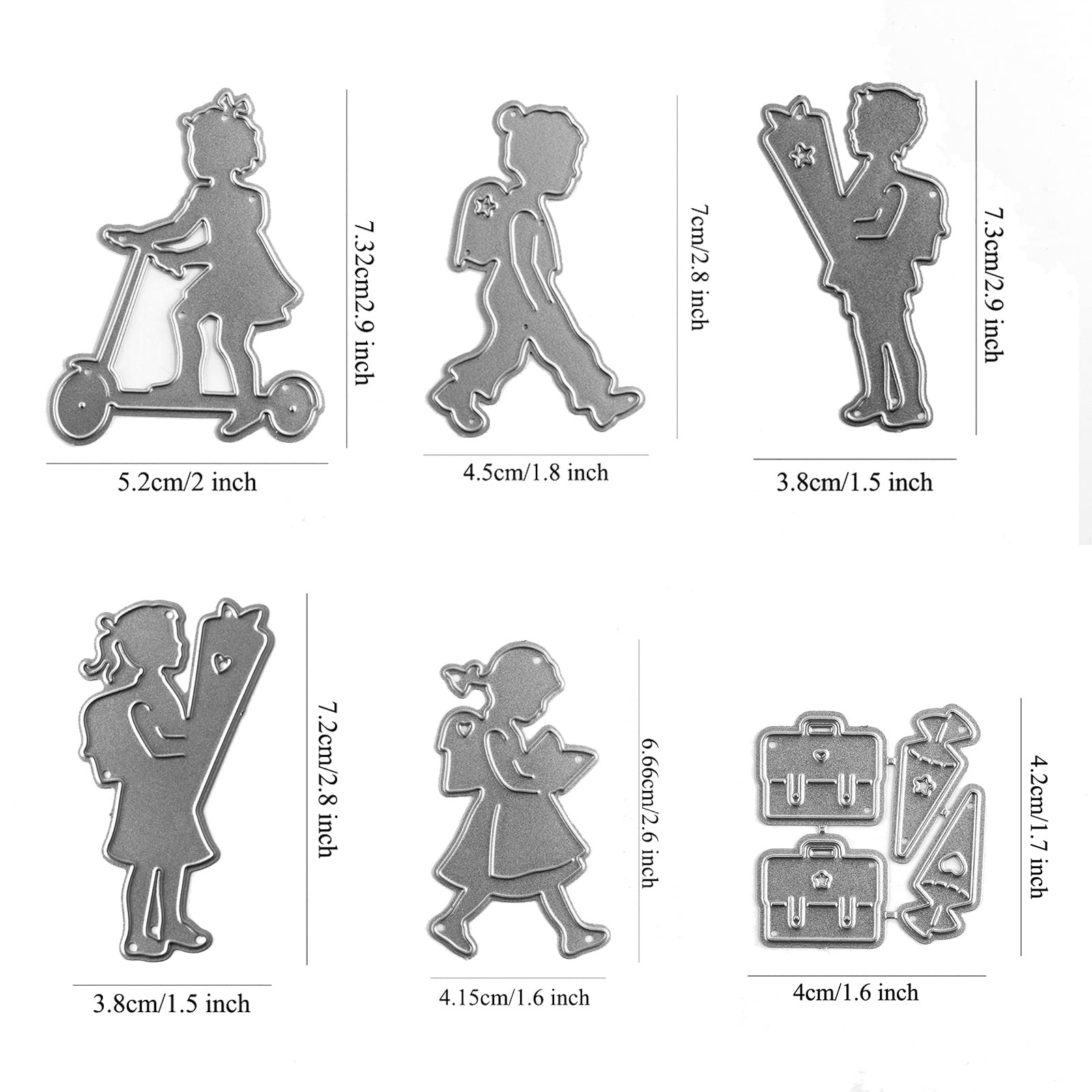 6 PC School Theme Metal Cutting Dies - DIY Scrapbooking Embossing Stencils For Cards