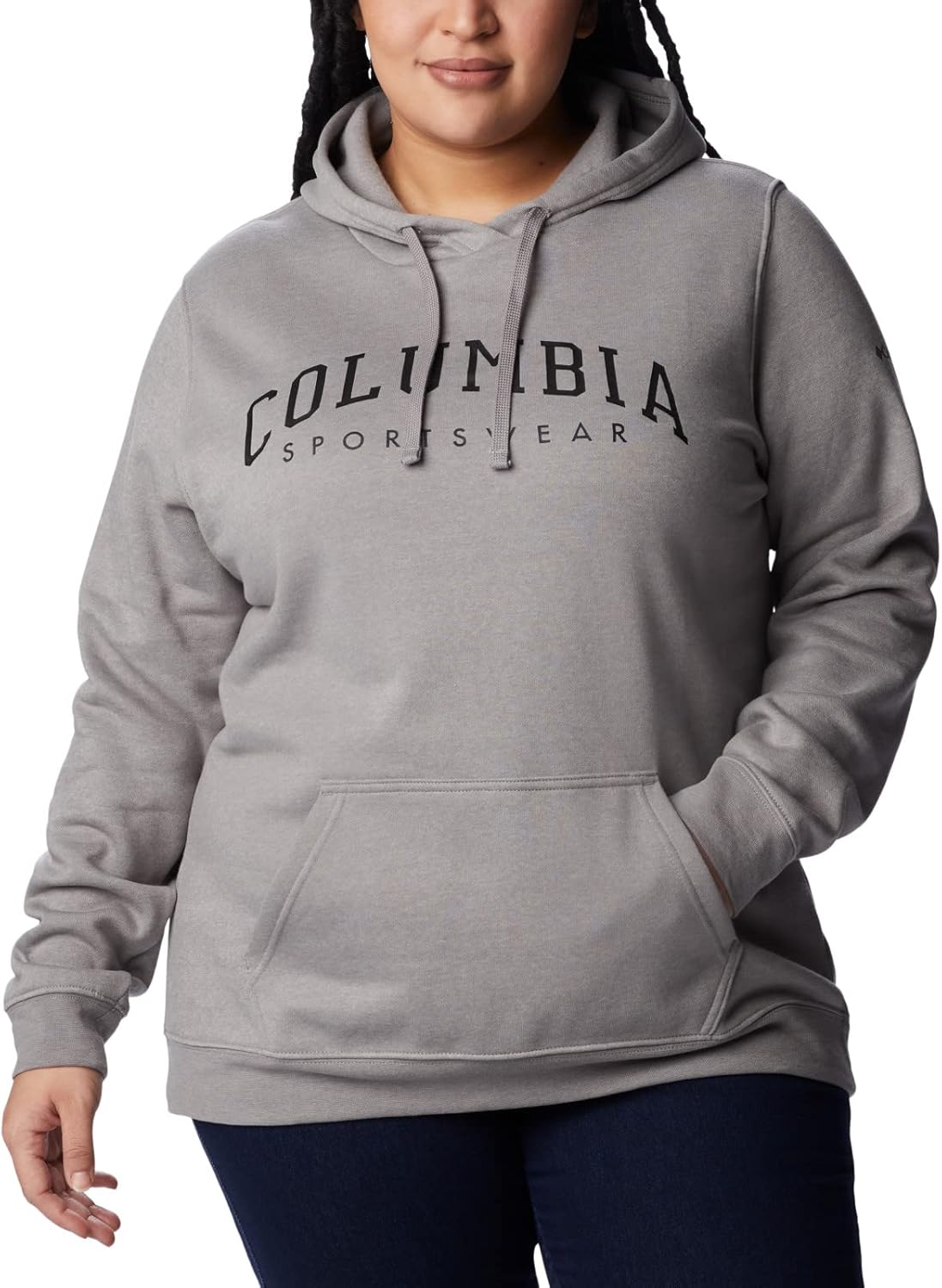 Columbia Women's Trek Graphic Hoodie, Light Grey Heather/CSC Collegiate, X-Small - Image 2